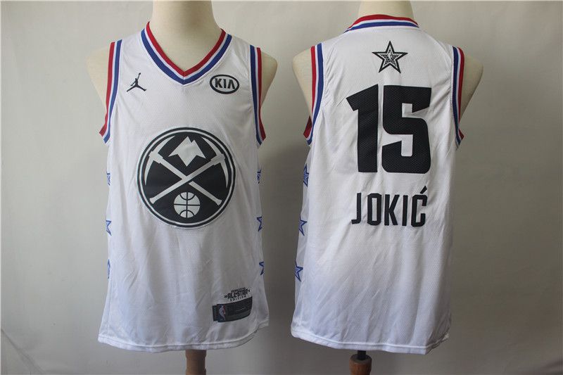Men Denver Nuggets #15 Jokic White 2019 All Star NBA Jerseys